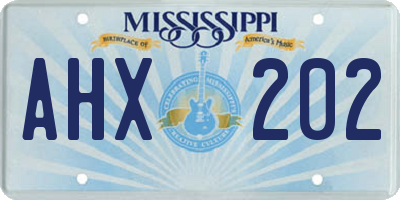 MS license plate AHX202