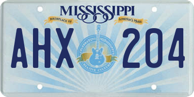 MS license plate AHX204