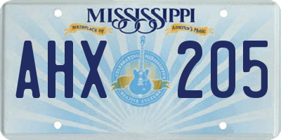 MS license plate AHX205