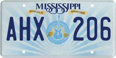 MS license plate AHX206