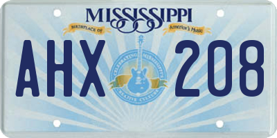 MS license plate AHX208