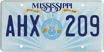 MS license plate AHX209