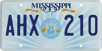 MS license plate AHX210