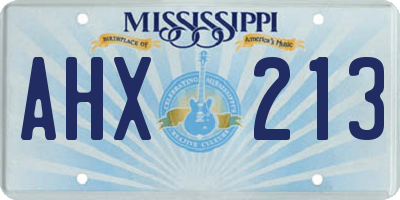 MS license plate AHX213