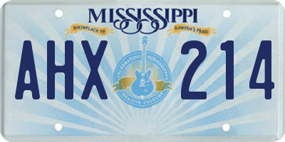 MS license plate AHX214