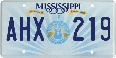 MS license plate AHX219