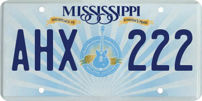 MS license plate AHX222