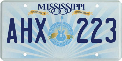 MS license plate AHX223