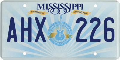 MS license plate AHX226
