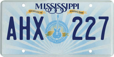 MS license plate AHX227