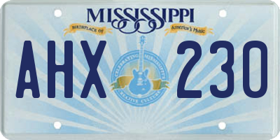 MS license plate AHX230