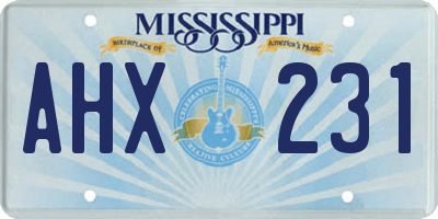 MS license plate AHX231