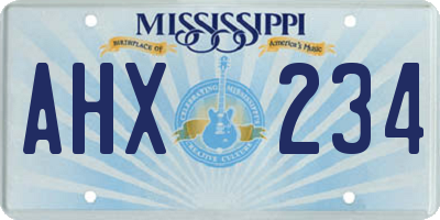 MS license plate AHX234