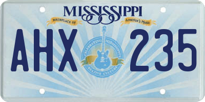 MS license plate AHX235