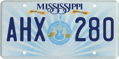 MS license plate AHX280