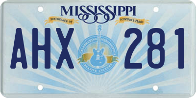 MS license plate AHX281