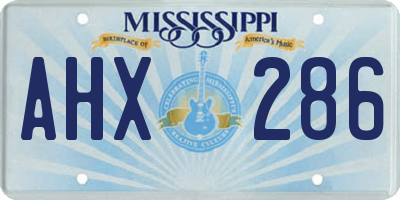 MS license plate AHX286