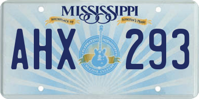 MS license plate AHX293
