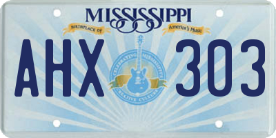 MS license plate AHX303