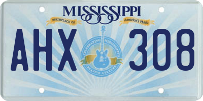 MS license plate AHX308