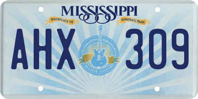 MS license plate AHX309