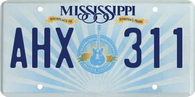 MS license plate AHX311