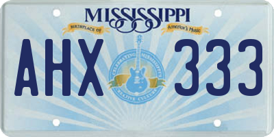 MS license plate AHX333