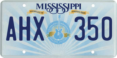 MS license plate AHX350