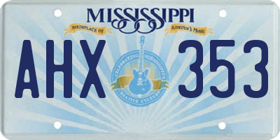 MS license plate AHX353