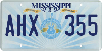MS license plate AHX355