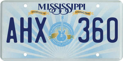 MS license plate AHX360