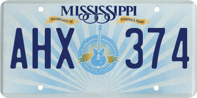 MS license plate AHX374