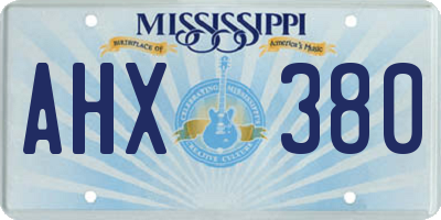 MS license plate AHX380