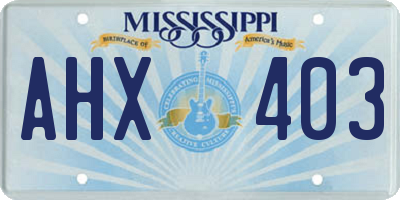 MS license plate AHX403