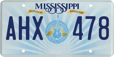 MS license plate AHX478