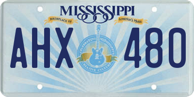 MS license plate AHX480