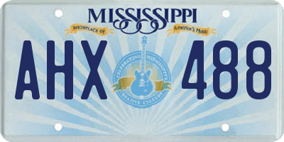 MS license plate AHX488