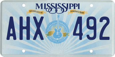 MS license plate AHX492