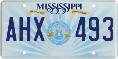 MS license plate AHX493