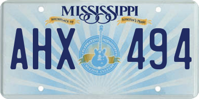 MS license plate AHX494