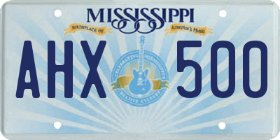 MS license plate AHX500