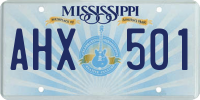 MS license plate AHX501