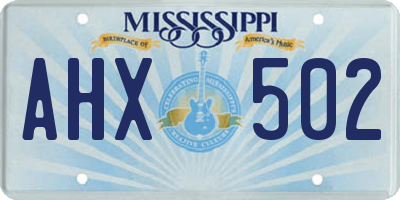 MS license plate AHX502
