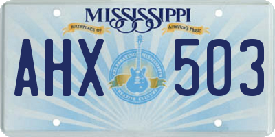 MS license plate AHX503