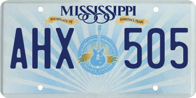 MS license plate AHX505