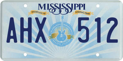 MS license plate AHX512
