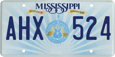 MS license plate AHX524
