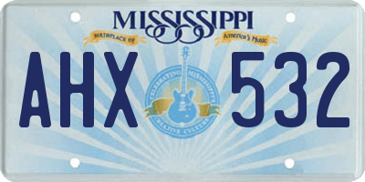 MS license plate AHX532