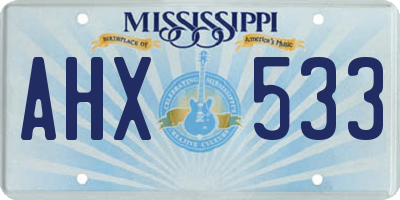 MS license plate AHX533