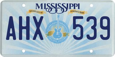 MS license plate AHX539